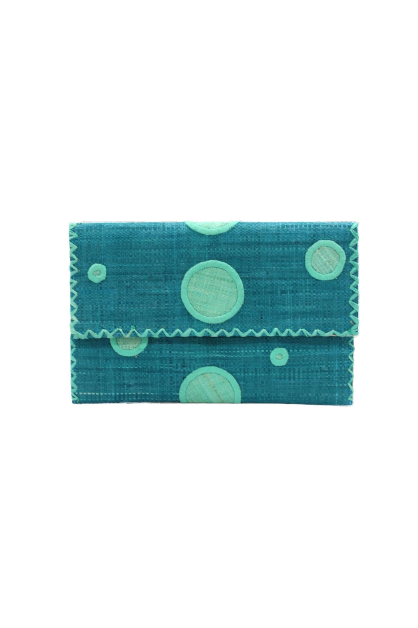 Capri Polka Dot Straw Envelope Clutch Purse: Tobacco