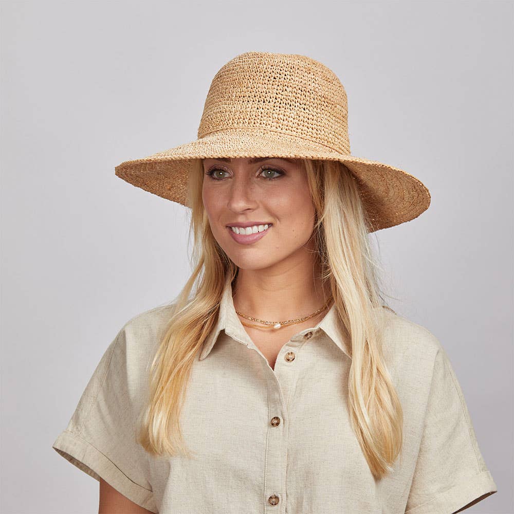 Crochet Raffia Sun Hat - Style Nova: Natural