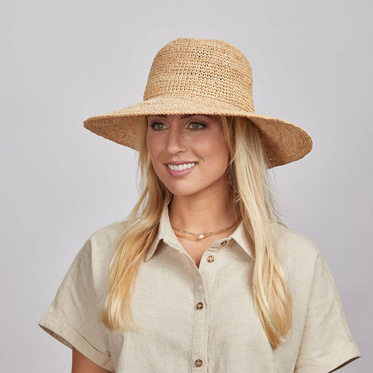 Crochet Raffia Sun Hat - Style Nova: Natural