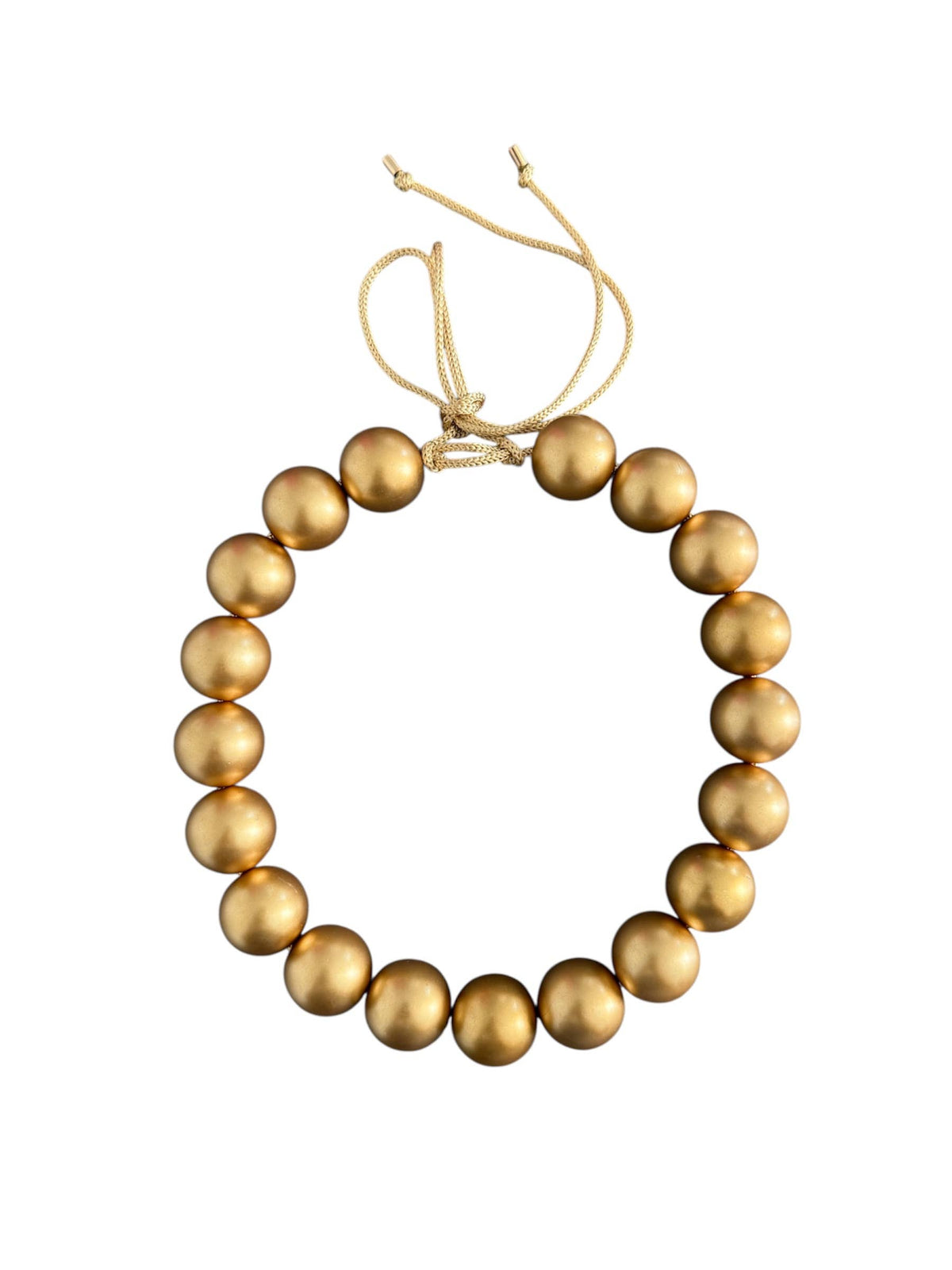 Chunky Beaded Necklace - Matte Gold