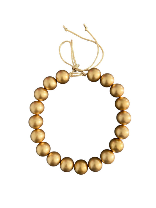 Chunky Beaded Necklace - Matte Gold