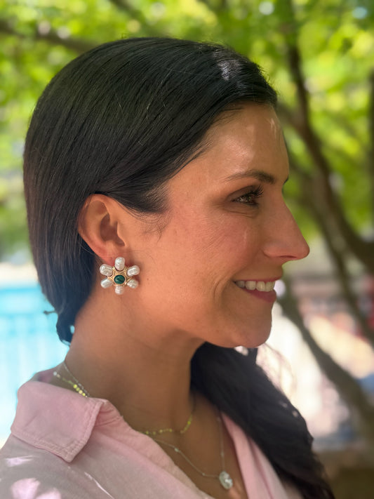 Emerald and Pearl Statement Earring