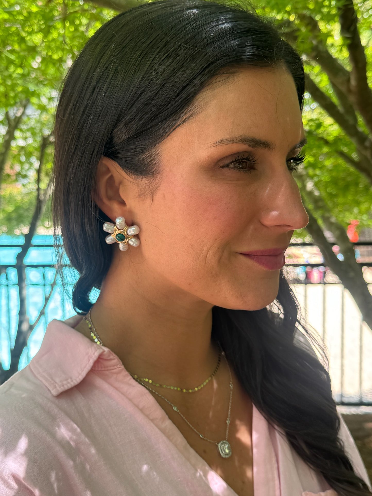 Emerald and Pearl Statement Earring