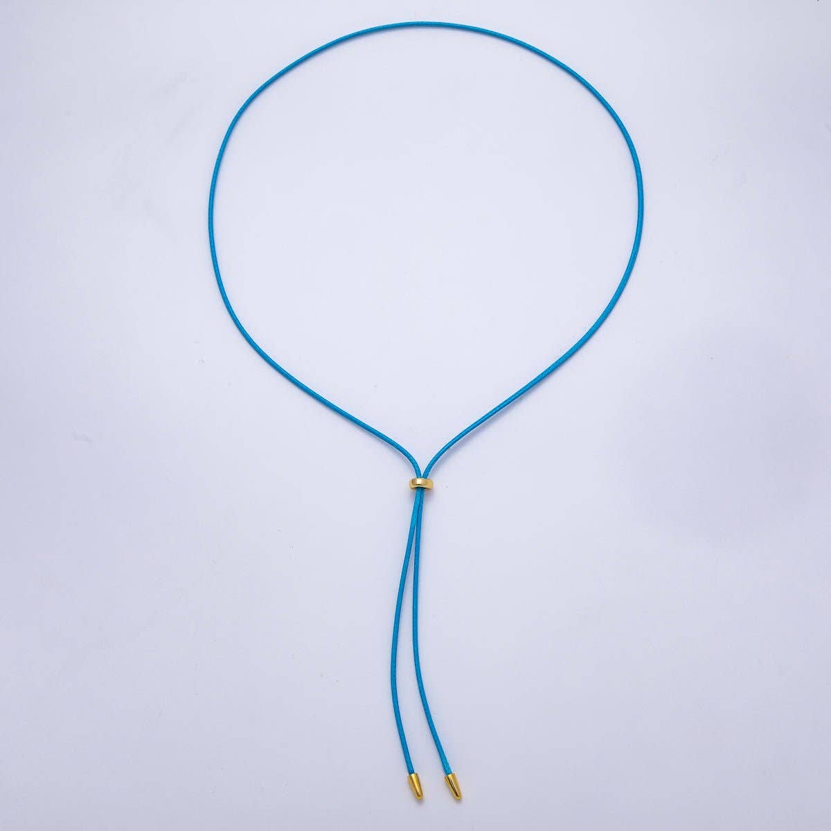 Paracord Bolo Slide Adjustable 26 Inch Lariat Necklace | Blue