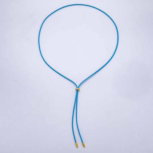 Paracord Bolo Slide Adjustable 26 Inch Lariat Necklace | Blue