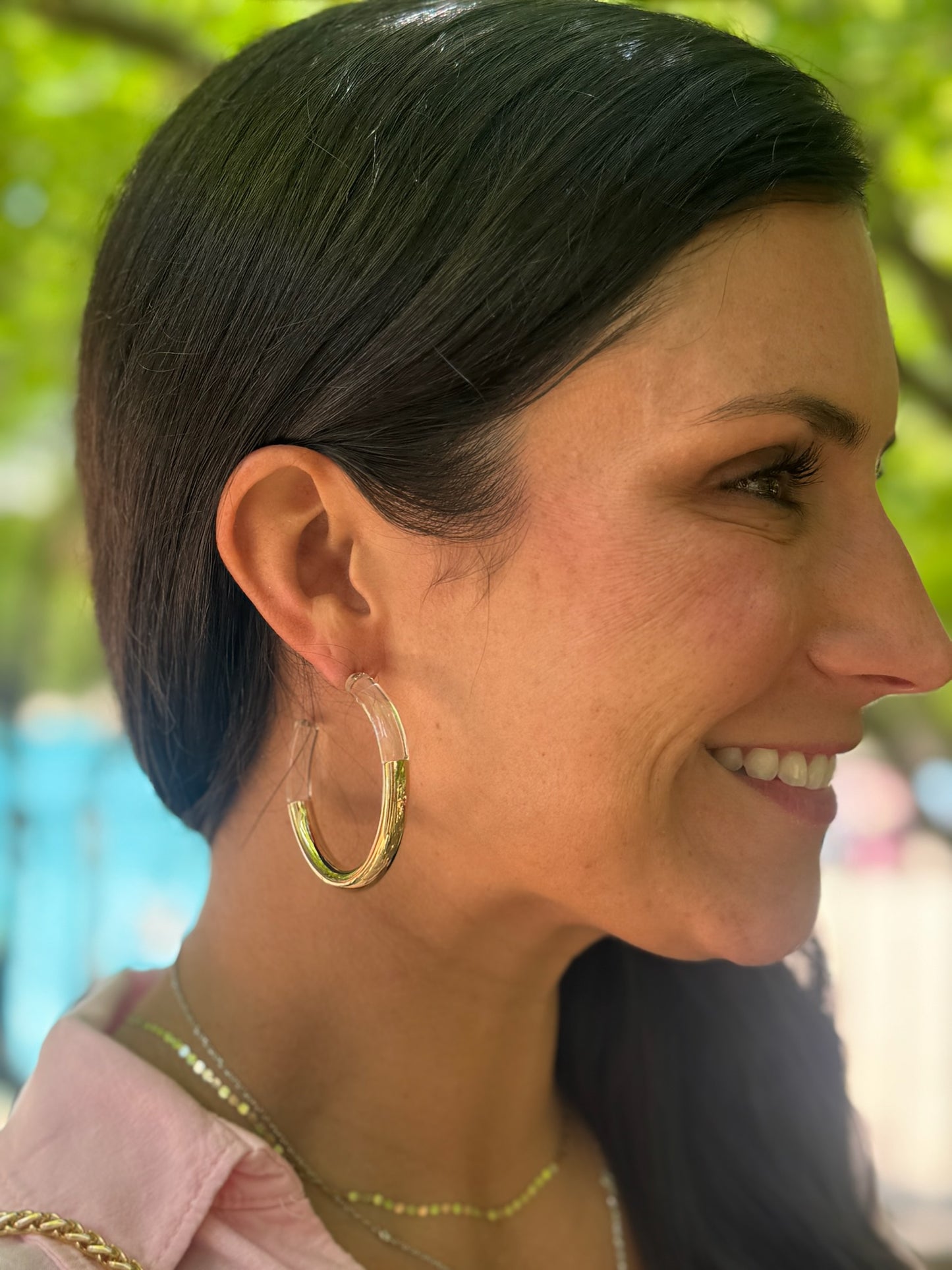 Acrylic and Gold Hoops