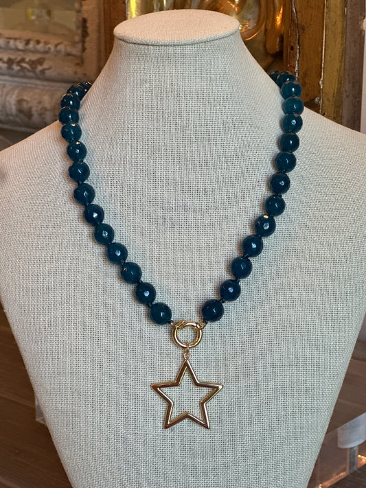 Blue Beads with Star Charm