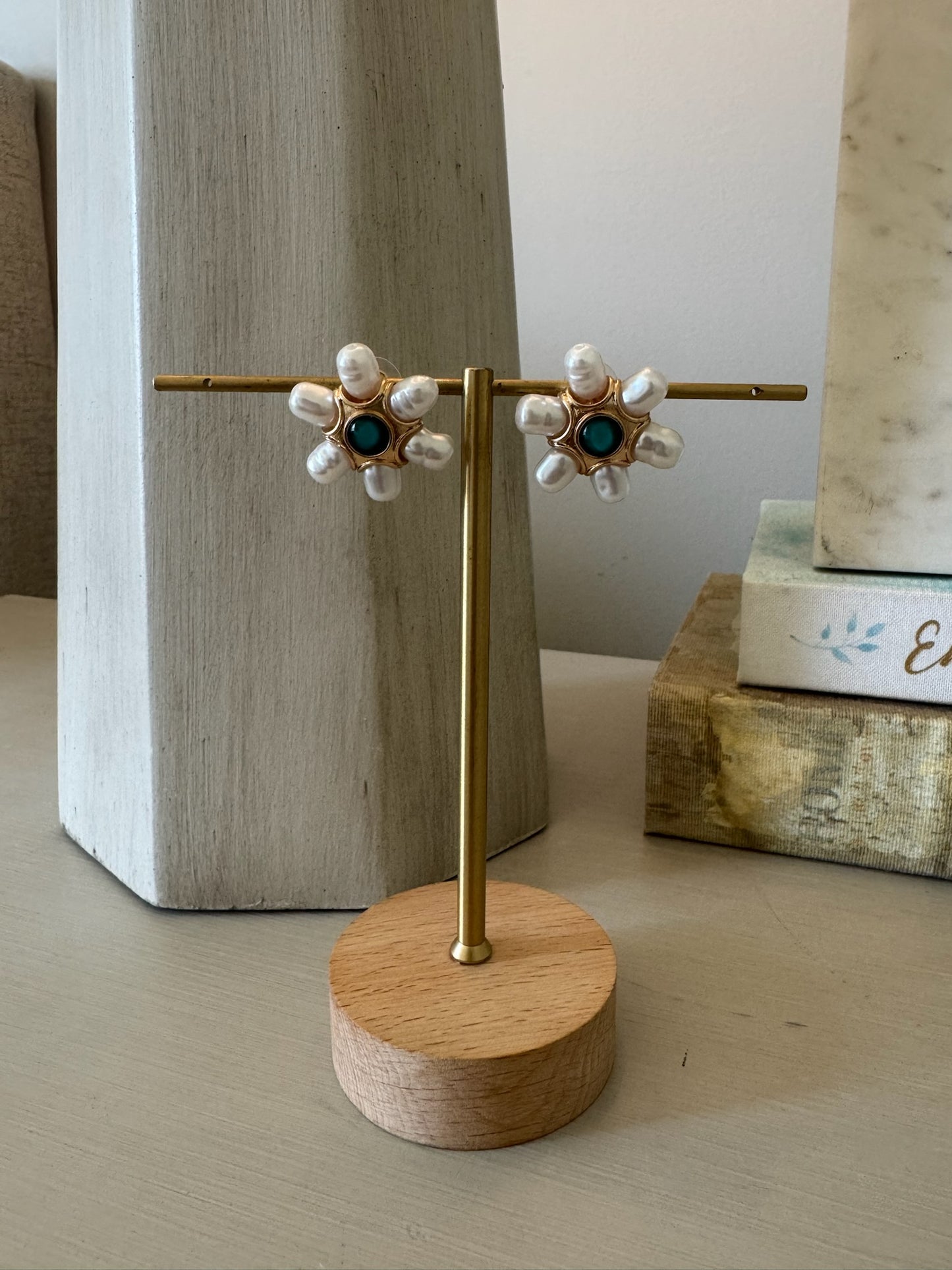 Emerald and Pearl Statement Earring