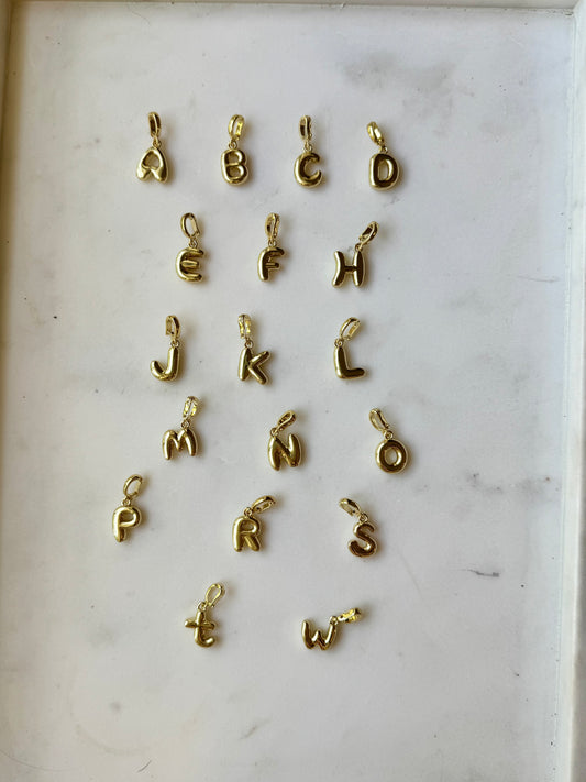 puffy letter charm bar