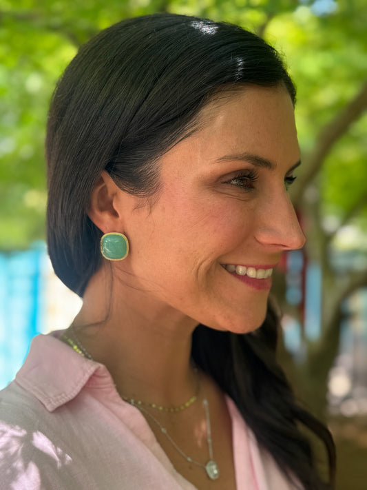 Marble Square Stone Earrings